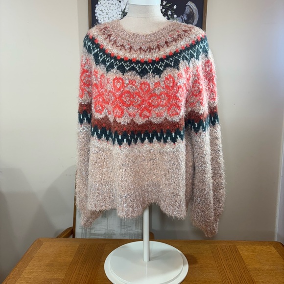 NWT Free People Festive Frost Combo Multicolor Knit Sweater - Picture 6 of 9